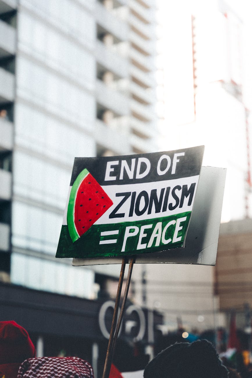 banner in manifestation for palestine